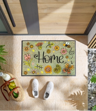 Plaunamas durų kilimėlis su užrašu Lovely Home