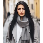 Pilkas alpakos vilnos šalikas