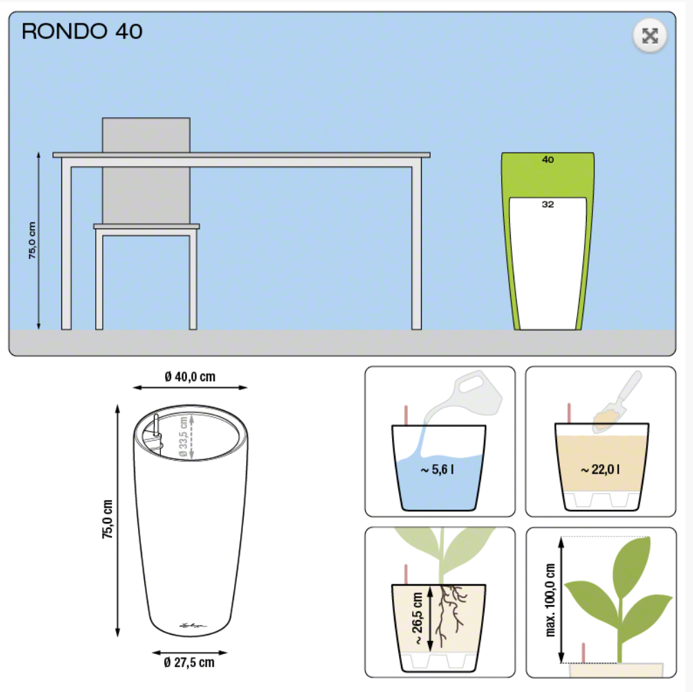 Елегантний вазон Lechuza Rondo