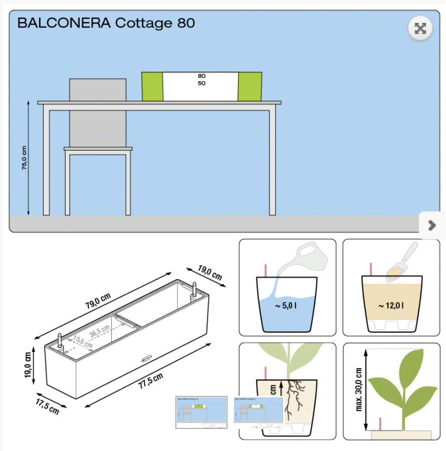 Великий ящик для квітів Lechuza Balconera Cottage 80 7 Великий ящик для квітів Lechuza Balconera Cottage 80 7