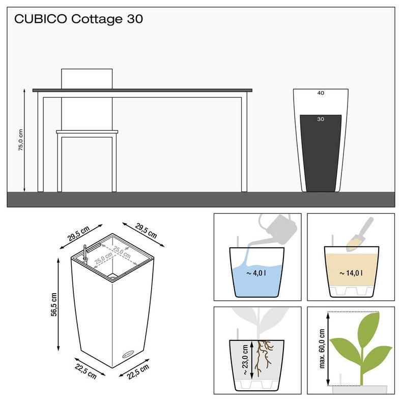 Високий вуличний вазон Lechuza Cubico Cottage 4 Високий вуличний вазон Lechuza Cubico Cottage 4