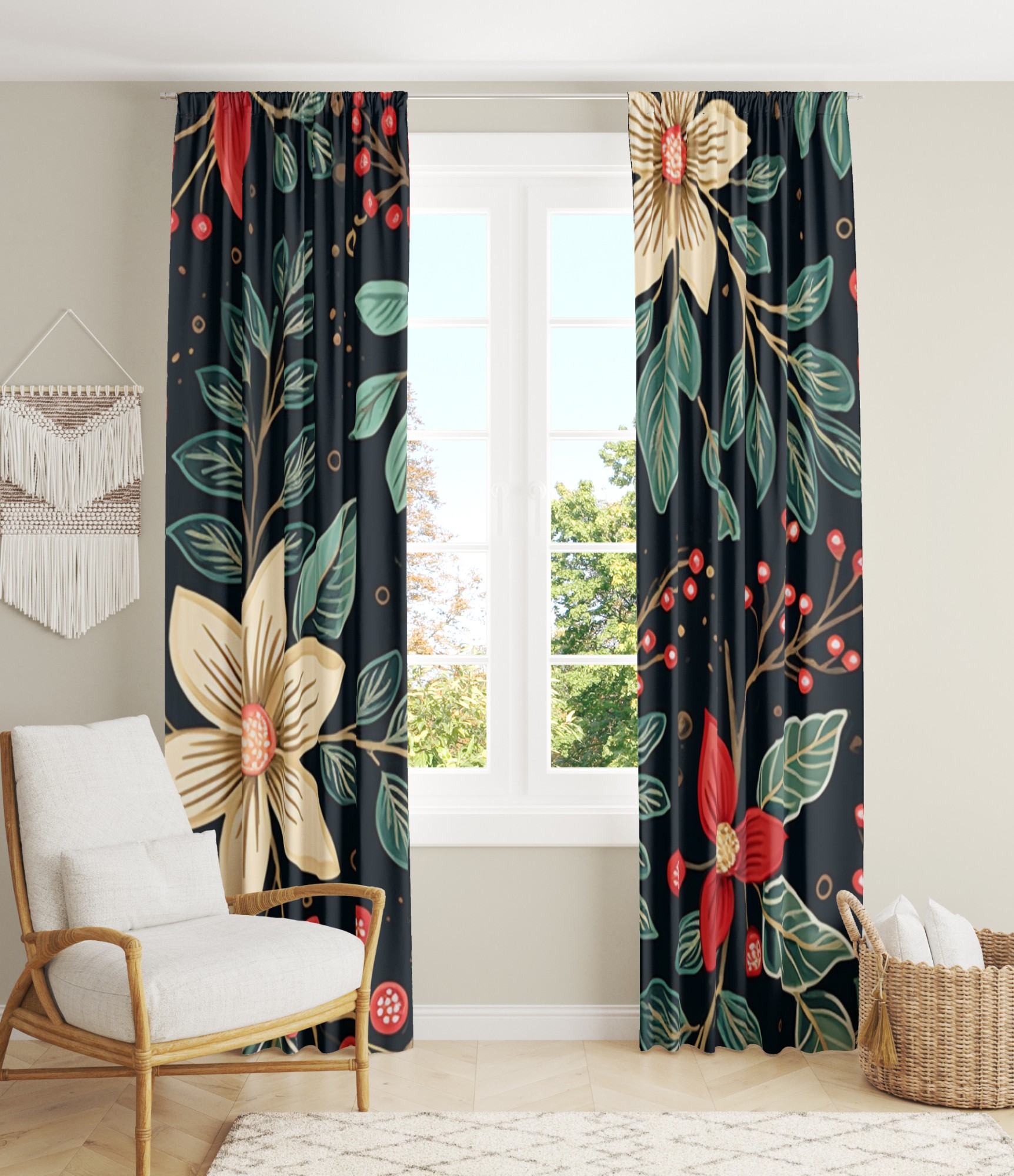 Денні штори Flower Pattern 2 užuolaidos dieninės su gėlėmis 2