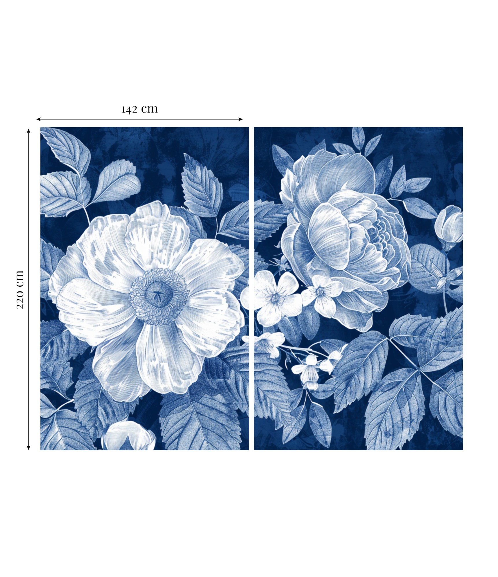 Денні гардини Flowers in Blue 3 stilingos dieninės užuolaidos 3