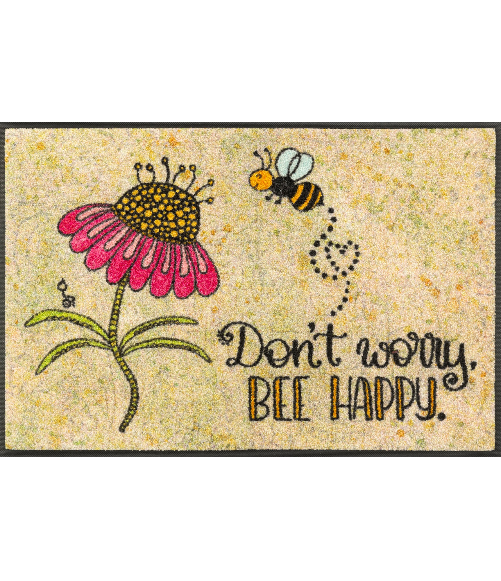 Durų kilimėlis su gėle Don't worry Be Happy